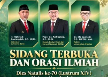 Puncak Acara Dies Natalis ke-70 Unand Gelar Dua Acara Besar, “Sidang Terbuka & Orasi Ilmiah” dan “Malam Anugerah Universitas Andalas”